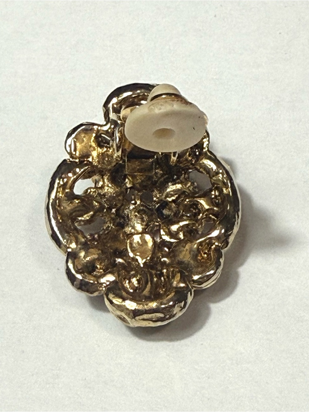 Vintage Single Purple Rhinestone Clip-On Earring Gold Tone Floral Replacement - Picture 4 of 4